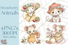 Strawberry Animals Clipart, Strawberry Houses Clip Art Png Product Image 1