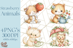 Strawberry Animals Clipart, Strawberry Houses Clip Art Png Product Image 1