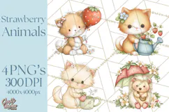 Strawberry Animals Clipart, Strawberry Houses Clip Art Png Product Image 1
