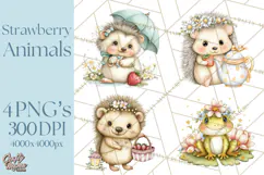 Strawberry Animals Clipart, Strawberry Houses Clip Art Png Product Image 1