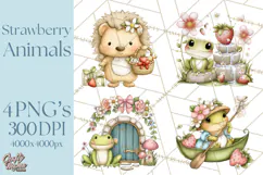 Strawberry Animals Clipart, Strawberry Houses Clip Art Png Product Image 1