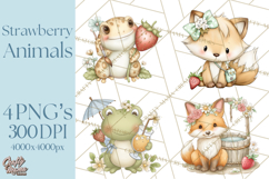 Strawberry Animals Clipart, Strawberry Houses Clip Art Png Product Image 1