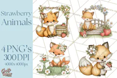 Strawberry Animals Clipart, Strawberry Houses Clip Art Png Product Image 1