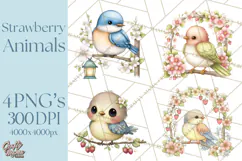 Strawberry Animals Clipart, Strawberry Houses Clip Art Png Product Image 1
