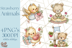 Strawberry Animals Clipart, Strawberry Houses Clip Art Png Product Image 1