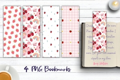 Cute Strawberry Bookmark Set Printable Fruity PNG Product Image 1