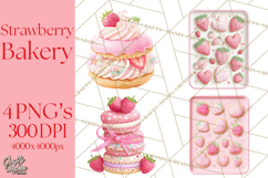 Strawberry Bakery Clipart, Cute Strawberry Pastries Png Product Image 1