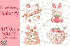 Strawberry Bakery Clipart, Cute Strawberry Pastries Png Product Image 1