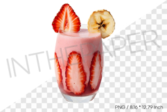Strawberry Banana Smoothie PNG Clipart Drink Beverage Illust Product Image 1