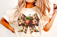 Strawberry Coquette Bow PNG, Strawberry Bow PNG, Summer PNG Product Image 1