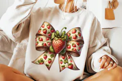 Strawberry Coquette Bow PNG, Strawberry Bow PNG, Summer PNG Product Image 2