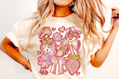 Strawberry Brushstroke PNG, Strawberry Coquette PNG, Summer Product Image 1