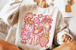Strawberry Brushstroke PNG, Strawberry Coquette PNG, Summer Product Image 2