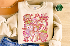 Strawberry Brushstroke PNG, Strawberry Coquette PNG, Summer Product Image 3