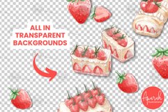 Strawberry Watercolor Cake Clipart Sublimation Product Image 2