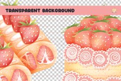 Strawberry Cake Watercolor Clipart Product Image 3