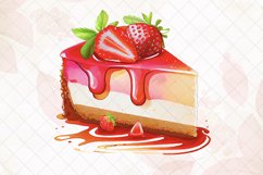 Strawberry Cake Watercolor Sublimation Clipart Product Image 2