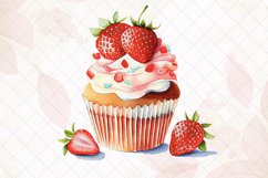 Strawberry Cake Watercolor Sublimation Clipart Product Image 4