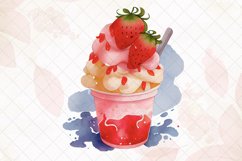 Strawberry Cake Watercolor Sublimation Clipart Product Image 5