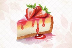 Strawberry Cake Watercolor Sublimation Clipart Product Image 6