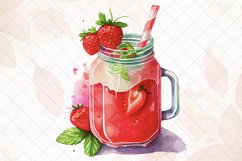 Strawberry Cake Watercolor Sublimation Clipart Product Image 7