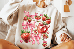 Strawberry Coquette Bow PNG, Strawberry Bow PNG, Summer PNG Product Image 2