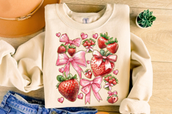 Strawberry Coquette Bow PNG, Strawberry Bow PNG, Summer PNG Product Image 3