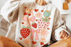 Boho Strawberry Coquette PNG, Preppy Strawberries, Summer Product Image 1