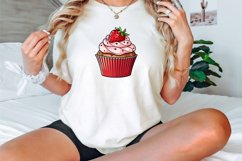Strawberry Cupcake Watercolor Clipart Bundle Product Image 3