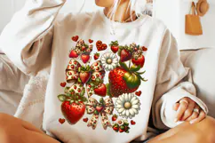 Strawberry Coquette Bow PNG, Strawberry Bow PNG, Summer PNG Product Image 2
