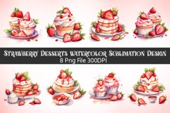 Strawberry Desserts watercolor Sublimation Bundle Product Image 1