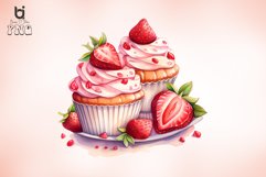 Strawberry Desserts watercolor Sublimation Bundle Product Image 3