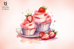 Strawberry Desserts watercolor Sublimation Bundle Product Image 6