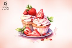 Strawberry Desserts watercolor Sublimation Bundle Product Image 8