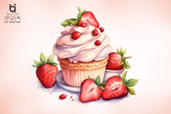 Strawberry Desserts watercolor Sublimation Bundle Product Image 9