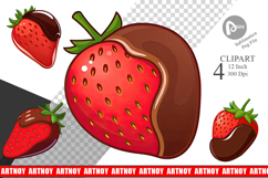 Chocolate Dipped Strawberry Clipart Product Image 1