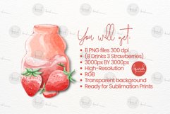 Strawberry Flavor Watercolor Beverages Clipart Sublimation Product Image 5