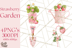 Strawberry Garden Clipart, Cute Strawberry Gardening Png Product Image 1