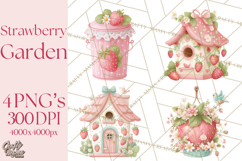 Strawberry Garden Clipart, Cute Strawberry Gardening Png Product Image 1