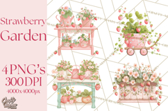 Strawberry Garden Clipart, Cute Strawberry Gardening Png Product Image 1