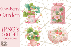 Strawberry Garden Clipart, Cute Strawberry Gardening Png Product Image 1