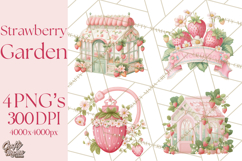 Strawberry Garden Clipart, Cute Strawberry Gardening Png Product Image 1