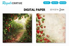 Strawberry Garden Seamless Digital Paper Product Image 1