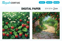 Strawberry Garden Seamless Digital Paper Product Image 1