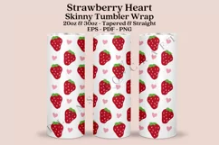 strawberry heart skinny tumbler sublimation design for 20oz and 30oz skinny tumbler sublimation wrap