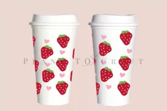 strawberry heart starbucks 16oz hot cup wrap svg presized template for tumbler grande suitable for cricut and silhouette