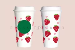 strawberry heart starbucks 16oz hot cup wrap svg presized template for tumbler grande suitable for cricut and silhouette