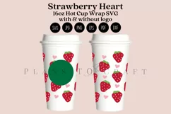 strawberry heart starbucks 16oz hot cup wrap svg presized template for tumbler grande suitable for cricut and silhouette