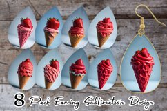 Strawberry Ice Cream Earring teardrop sublimation design Product Image 1