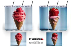 Strawberry Ice Cream | Tumbler Sublimation Wrap Product Image 4